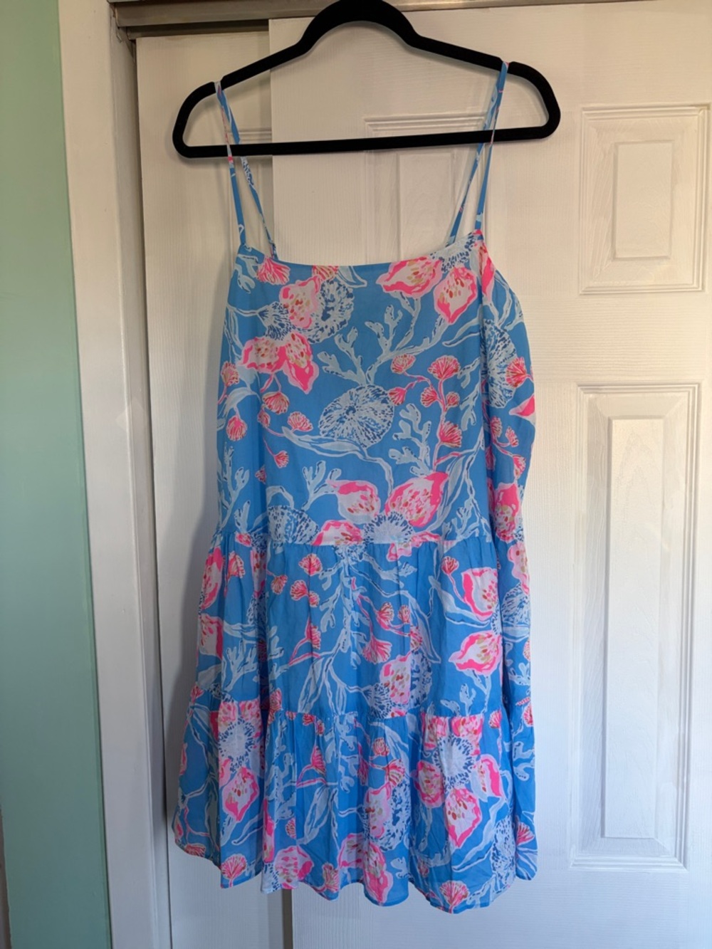 NWT Lilly Pulitzer Blue Pink Alessia Spaghetti-Strap Sundress Size XL